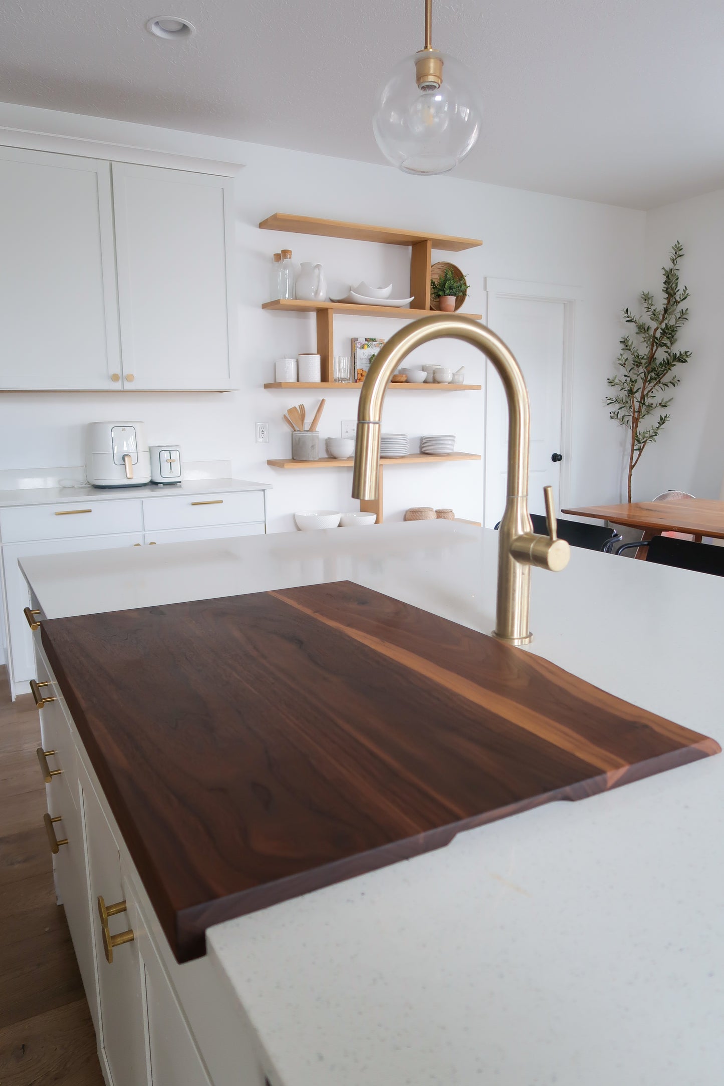 Walnut & White Oak Over The Sink Cutting Board/ Stove Top Cutting Board