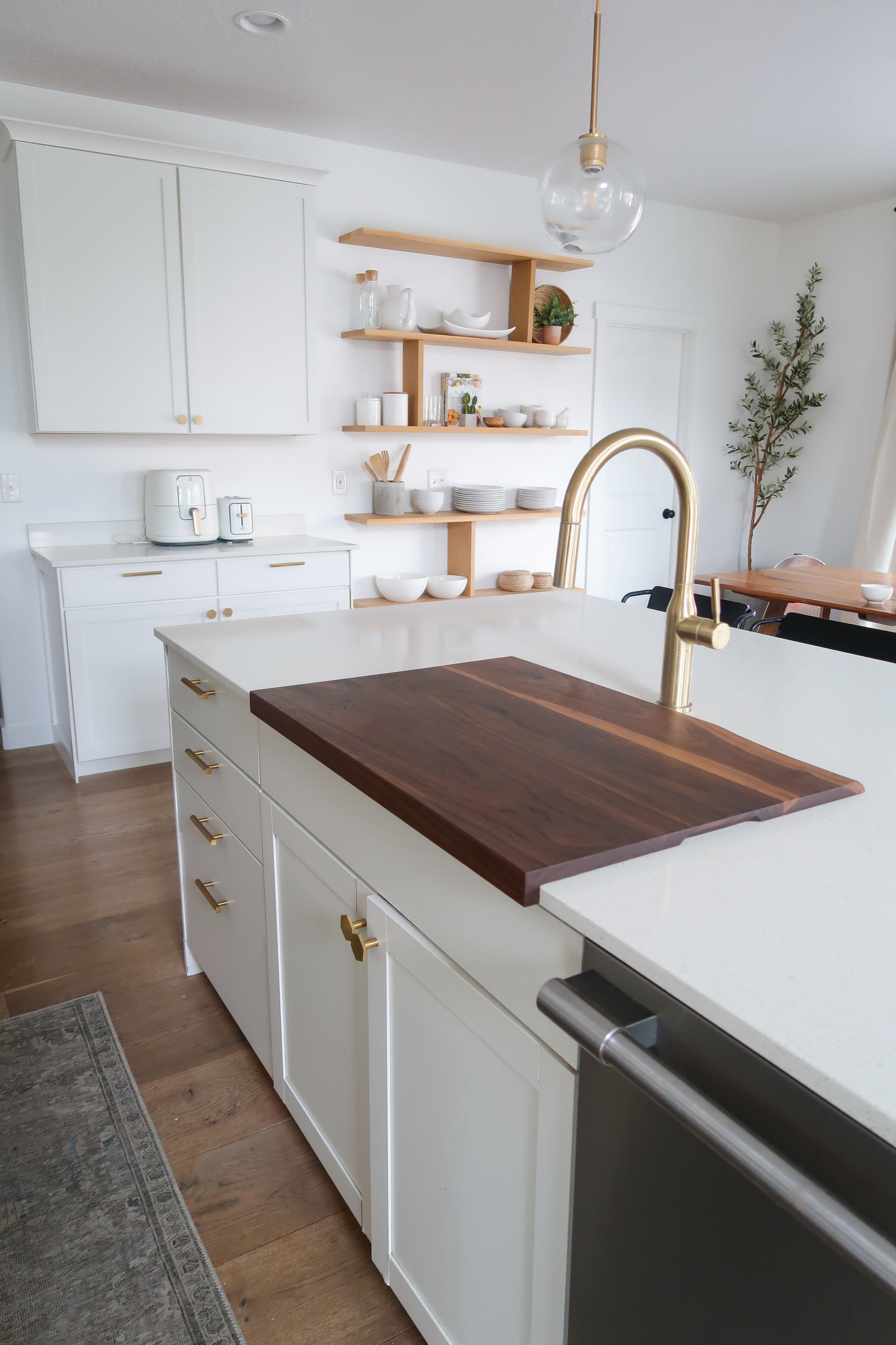 Walnut & White Oak Over The Sink Cutting Board/ Stove Top Cutting Board