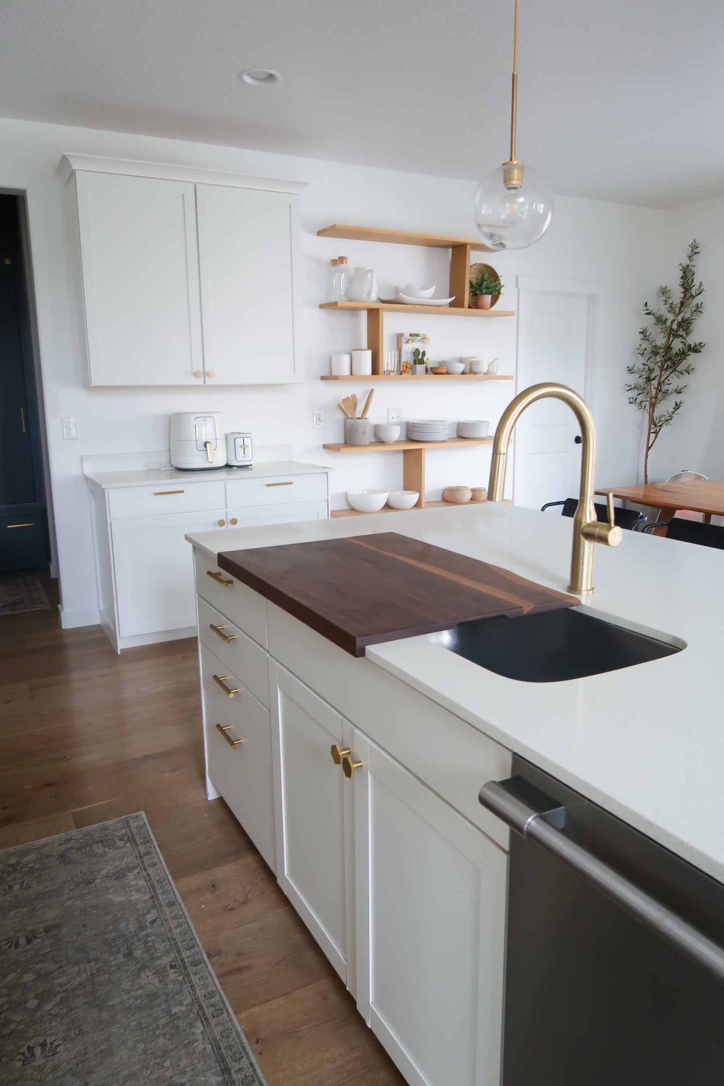 Walnut & White Oak Over The Sink Cutting Board/ Stove Top Cutting Board