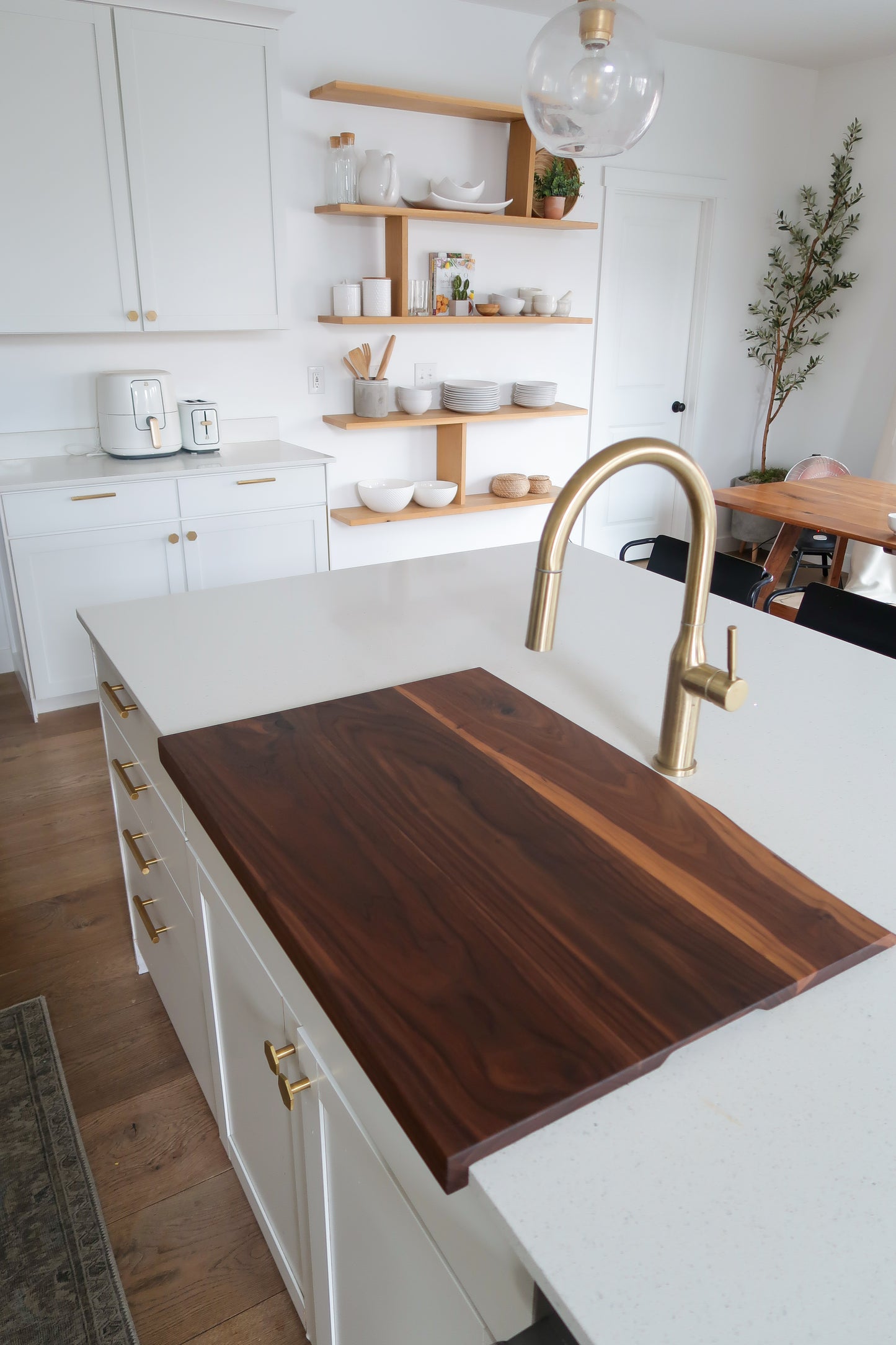 Walnut & White Oak Over The Sink Cutting Board/ Stove Top Cutting Board