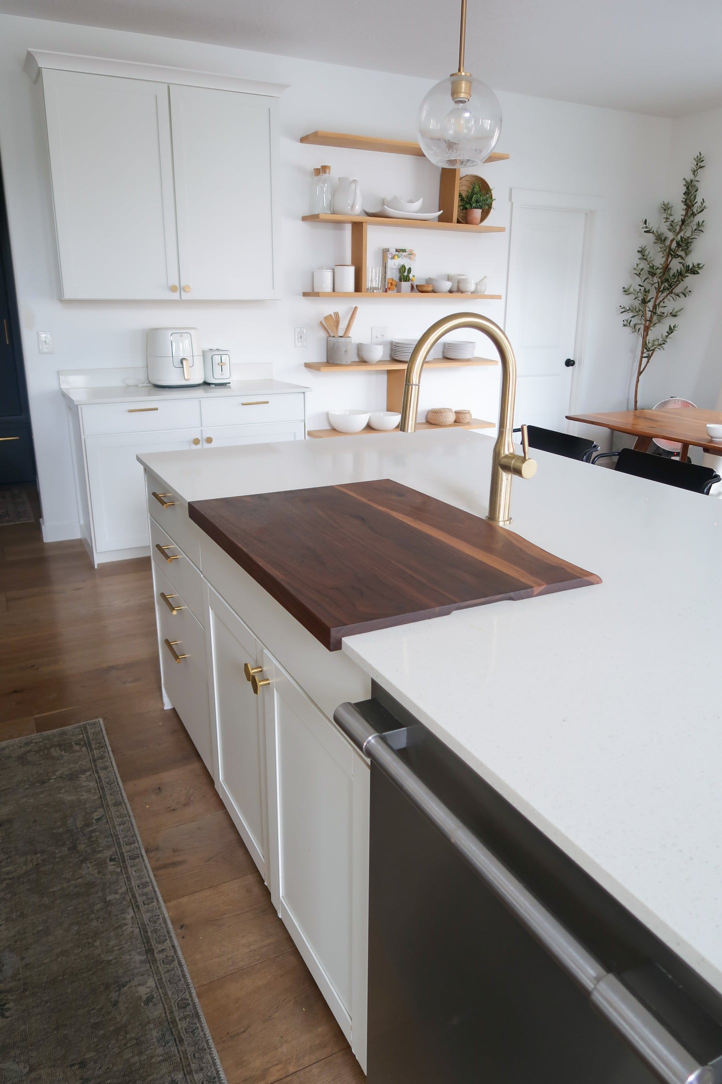 Walnut & White Oak Over The Sink Cutting Board/ Stove Top Cutting Board