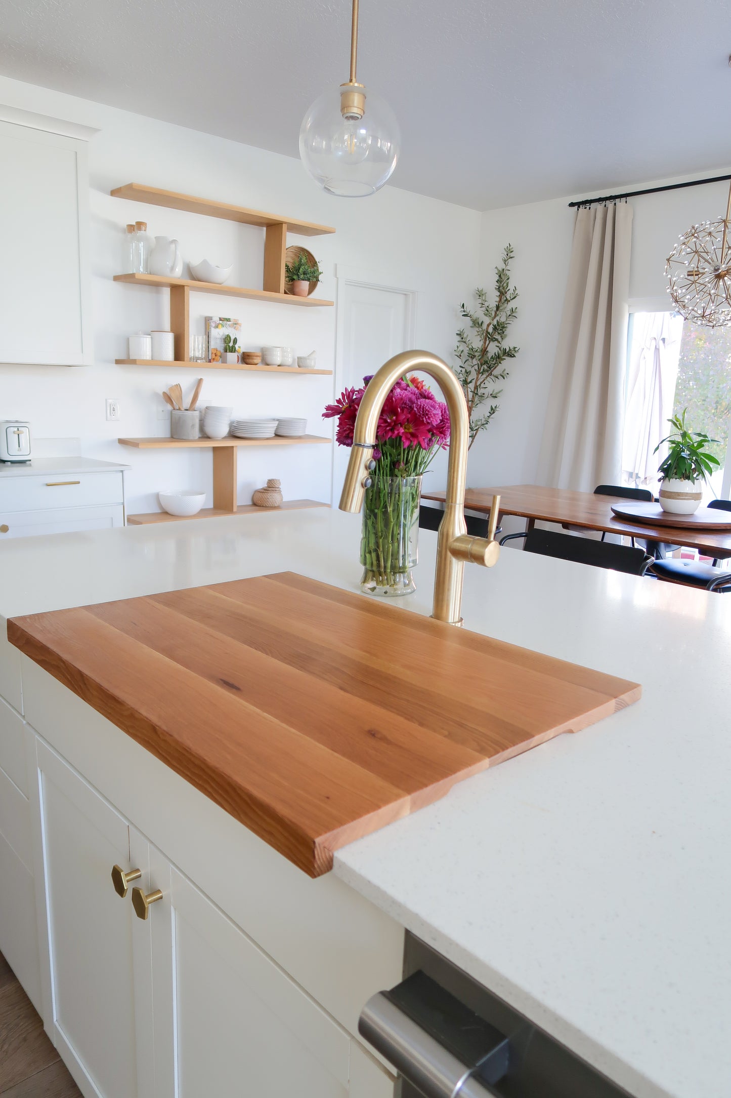 Walnut & White Oak Over The Sink Cutting Board/ Stove Top Cutting Board