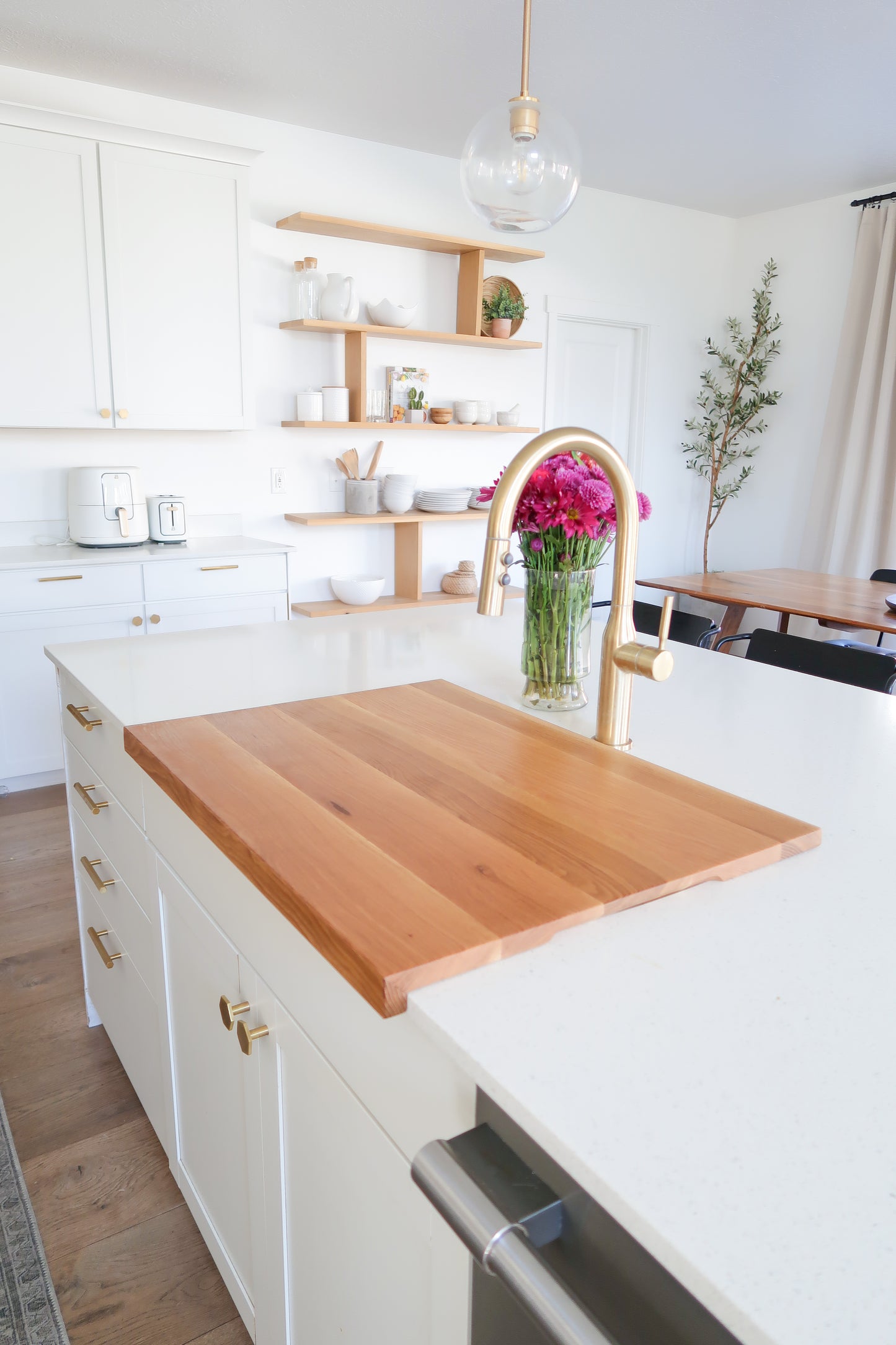 Walnut & White Oak Over The Sink Cutting Board/ Stove Top Cutting Board