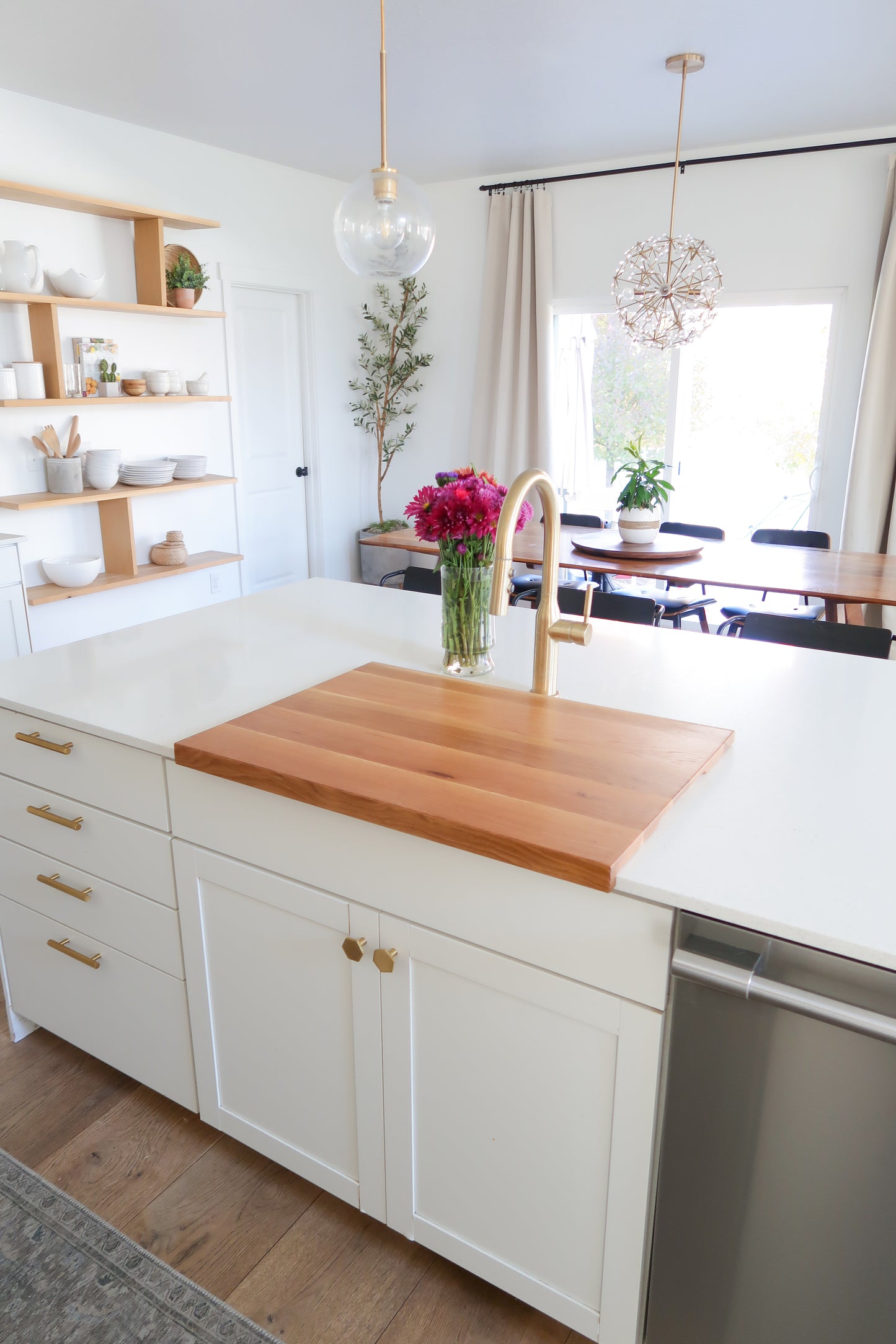 Walnut & White Oak Over The Sink Cutting Board/ Stove Top Cutting Board