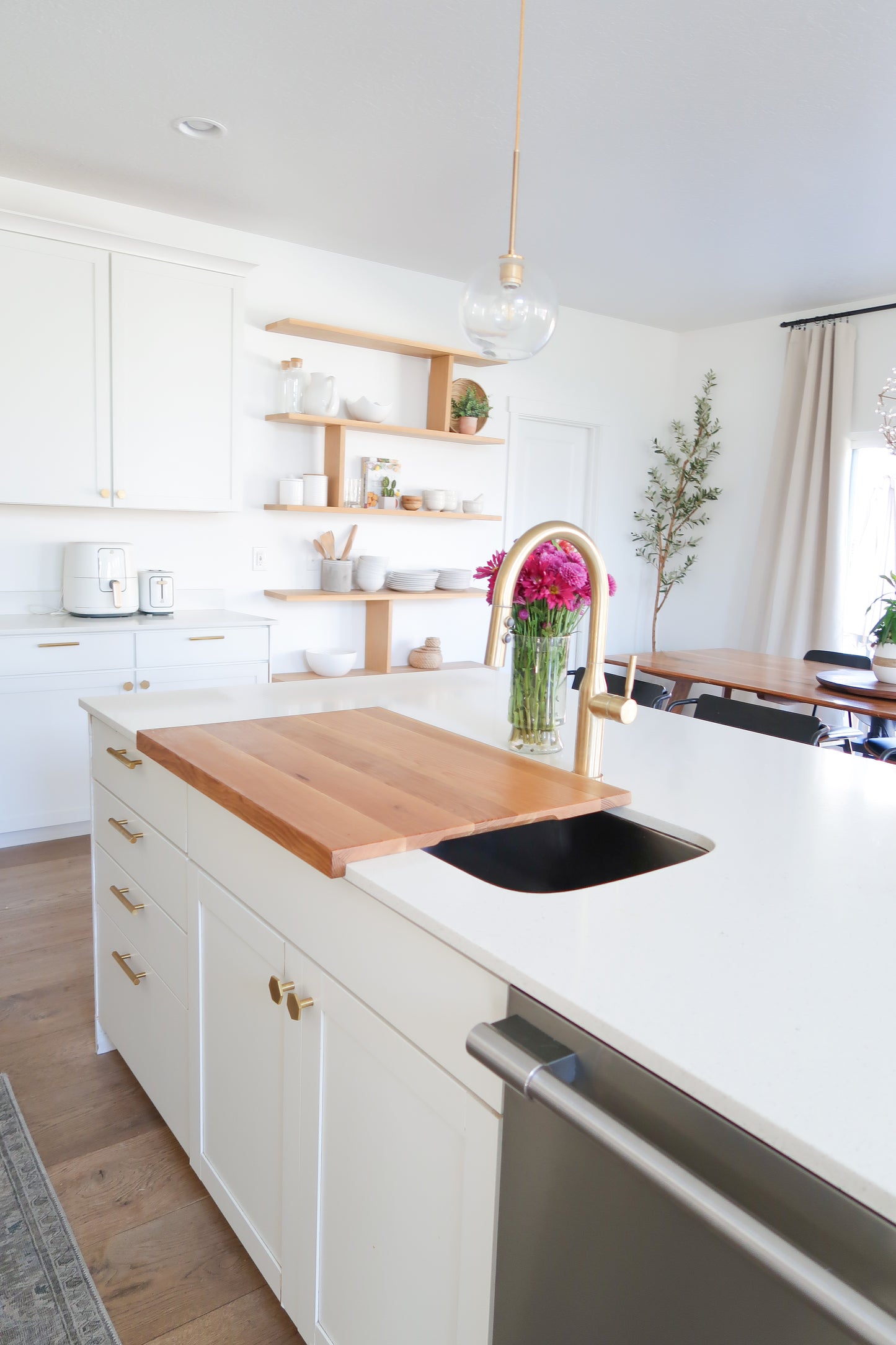 Walnut & White Oak Over The Sink Cutting Board/ Stove Top Cutting Board