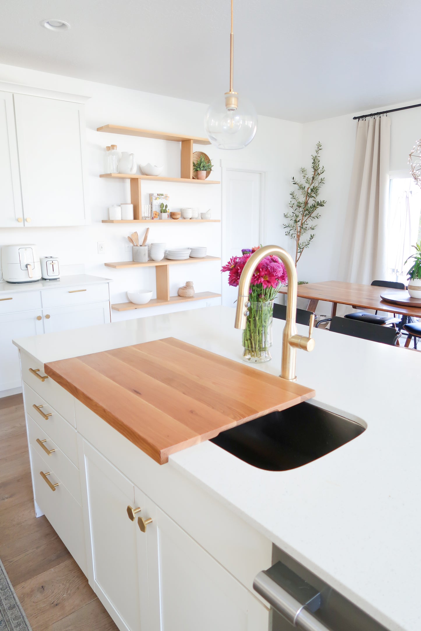 Walnut & White Oak Over The Sink Cutting Board/ Stove Top Cutting Board