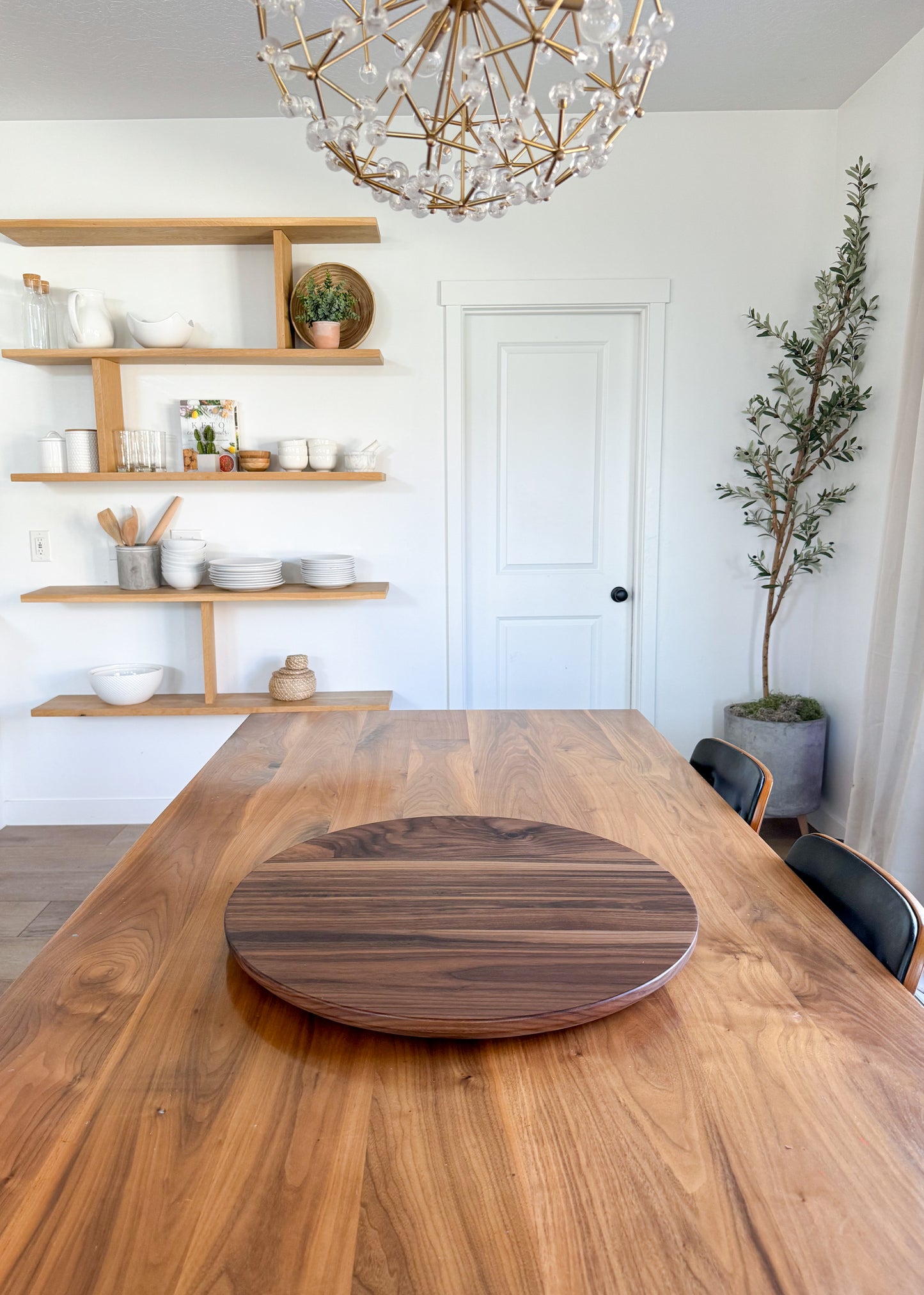 Walnut and White Oak Lazy Susan / Walnut and White Oak round charcuterie board