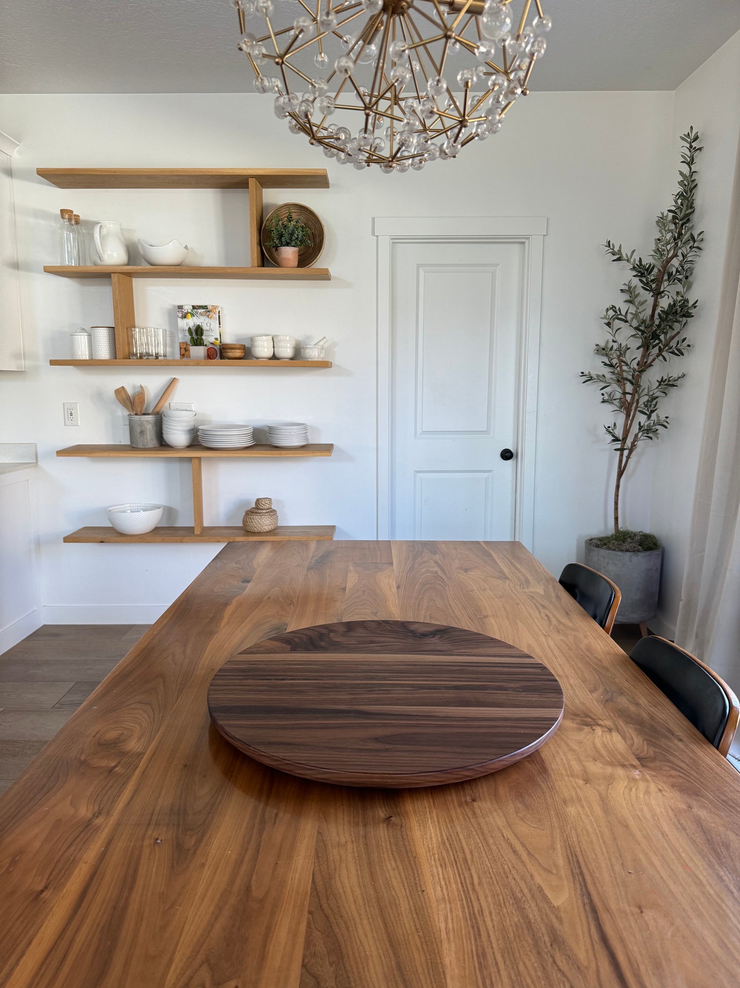 Walnut and White Oak Lazy Susan / Walnut and White Oak round charcuterie board