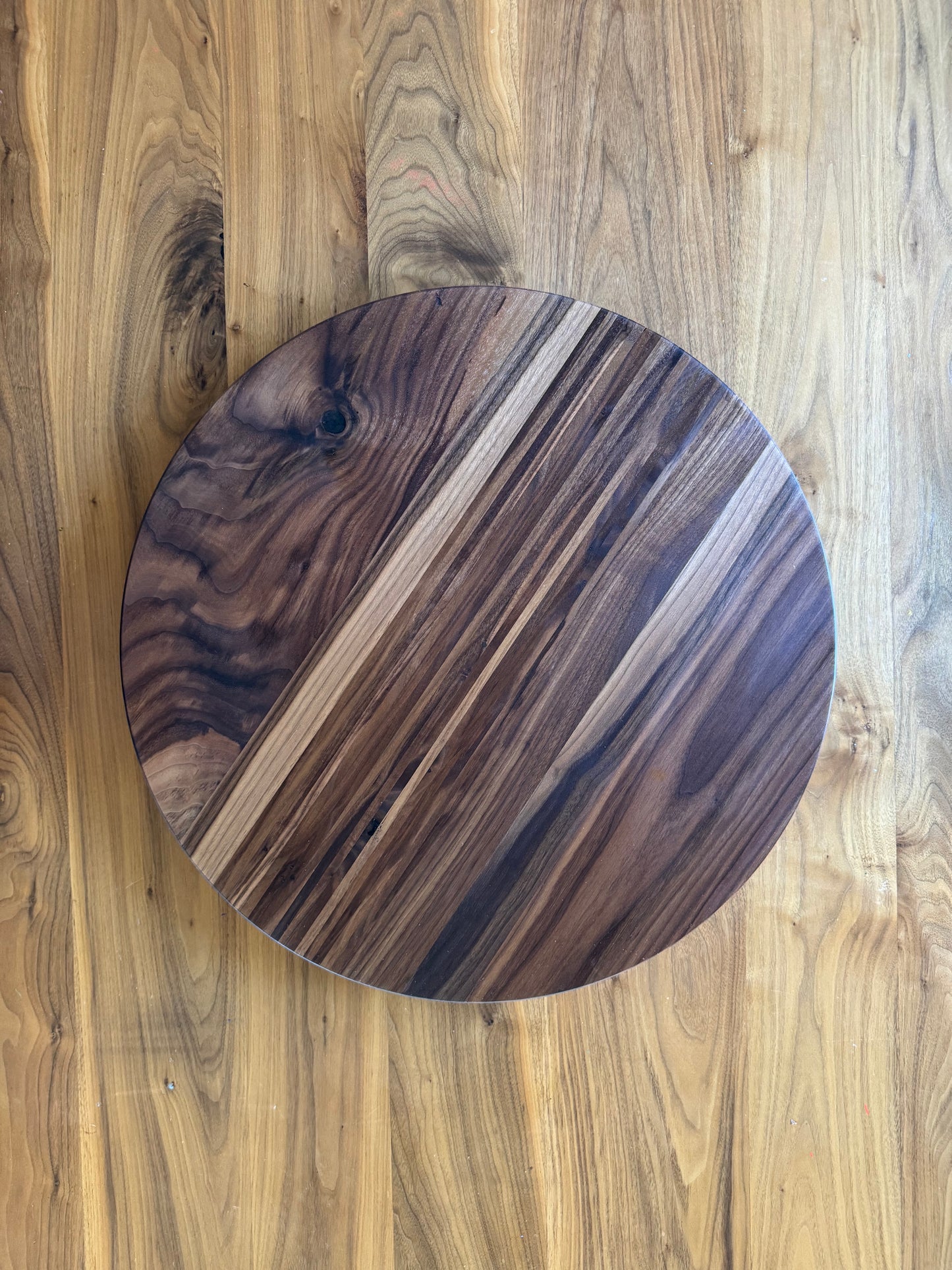 Walnut and White Oak Lazy Susan / Walnut and White Oak round charcuterie board