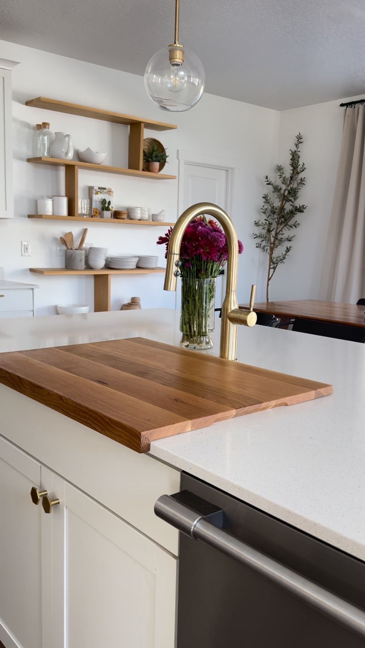 Walnut & White Oak Over The Sink Cutting Board/ Stove Top Cutting Board