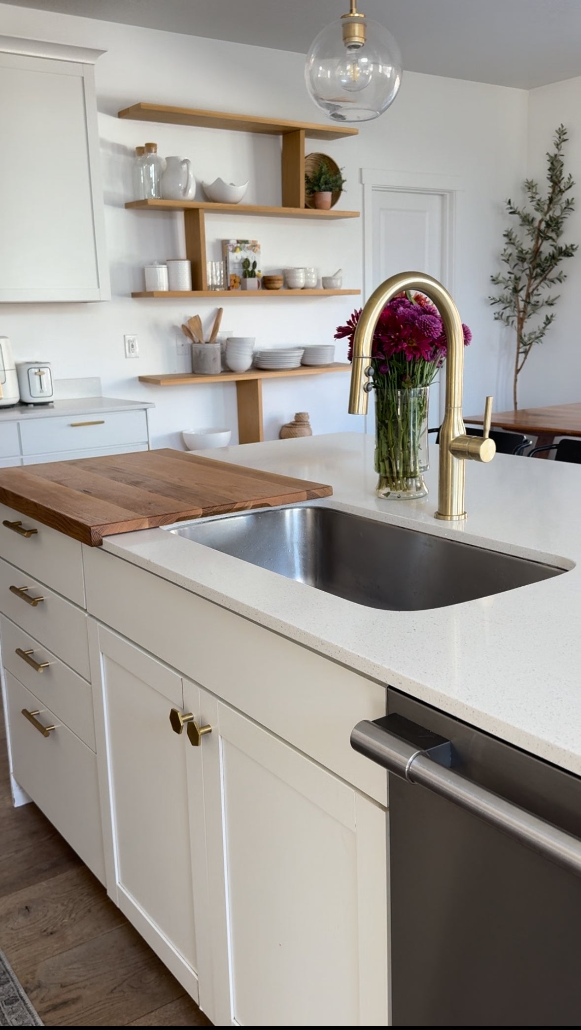 Walnut & White Oak Over The Sink Cutting Board/ Stove Top Cutting Board